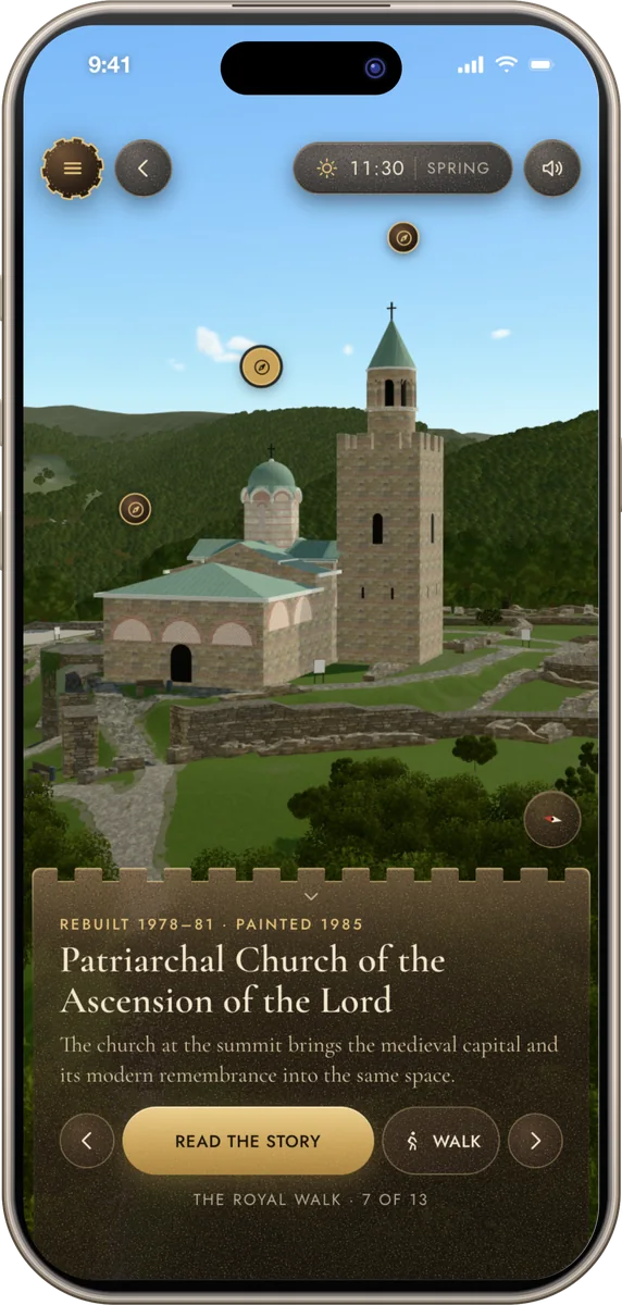 Patriarchal Church of the Ascension of the Lord on the summit, its bell tower beside it